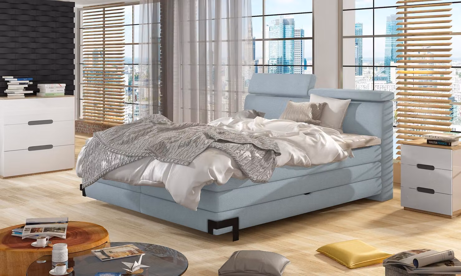 Designer Camera da letto Letti Tessile Hotel Lusso Imbottito Boxspring Letto Mobili