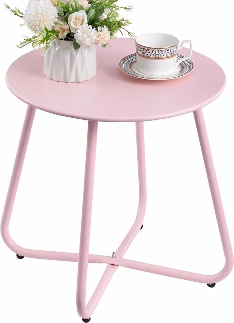 Tavolino da balcone per esterni 43x43cm, metallo rosa terrazza patio
