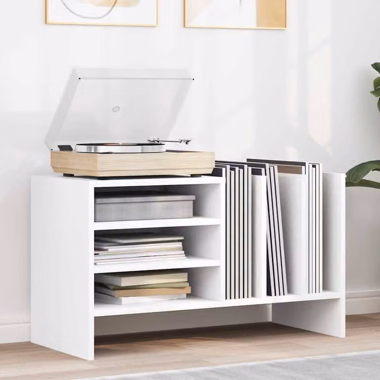 vidaXL Mobile porta vinili Bianco L 78.5 cm x P 35 cm x H 45 cm