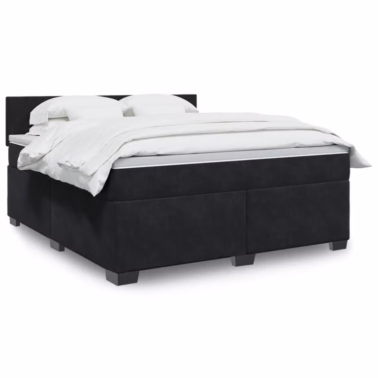 vidaXL Giroletto a Molle con Materasso in Velluto Nero L/P: 180 x 200 cm