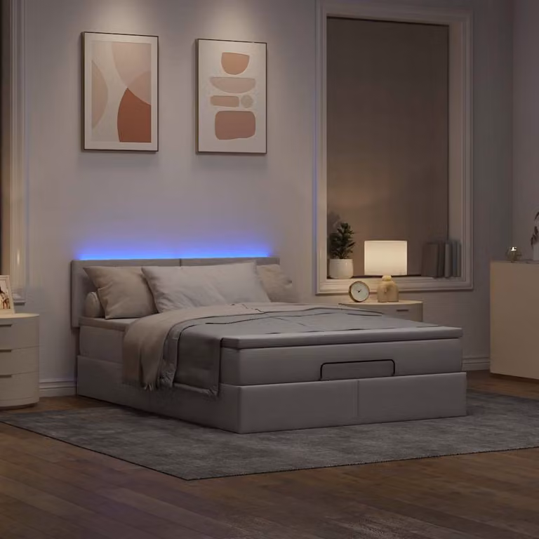 Maison Exclusive - Letto ottomano con materasso e LED Taupe 140x200 cm Tessuto