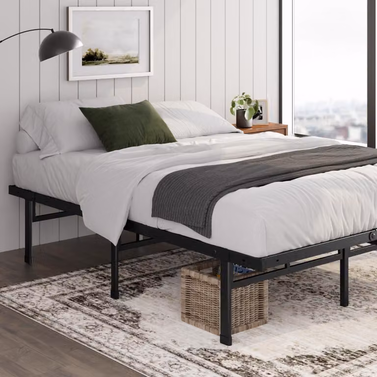 Letto a una piazza con struttura in metallo, dimensioni 90x190 cm, colore nero