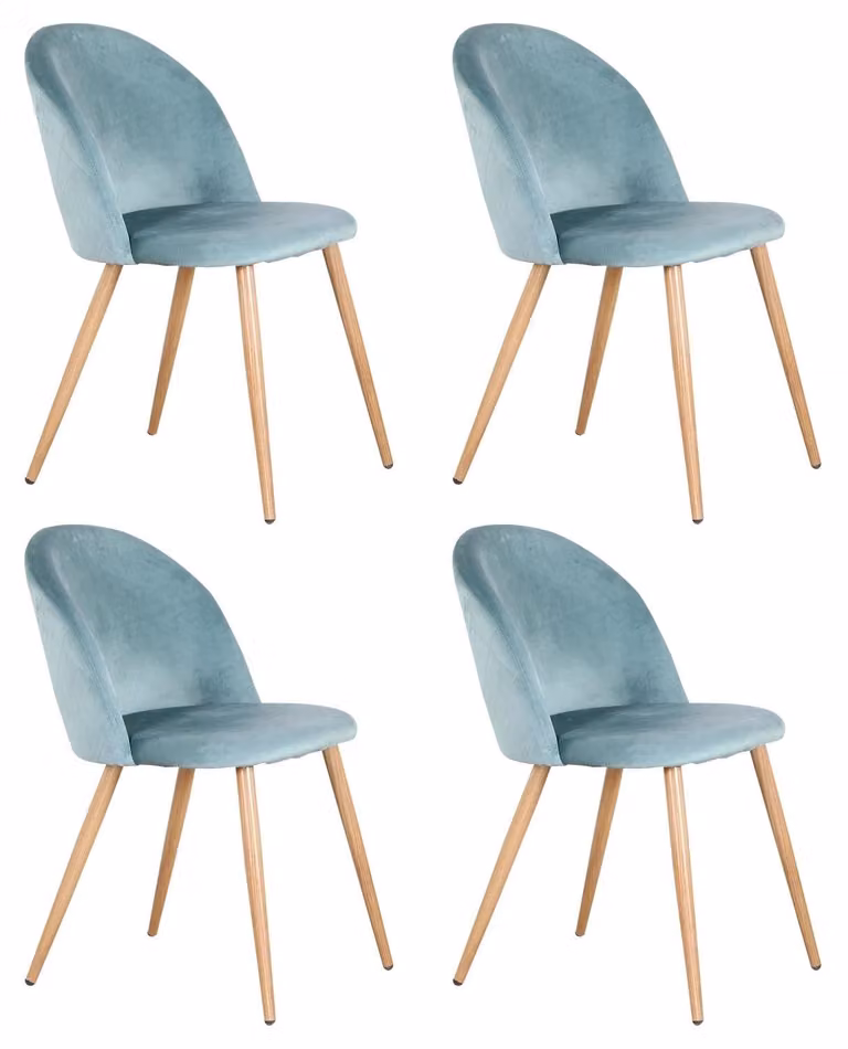 Set di 4 sedie da pranzo in velluto, con rivestimento morbido e gambe in metallo, ideali per cucina, sala da pranzo e soggiorno