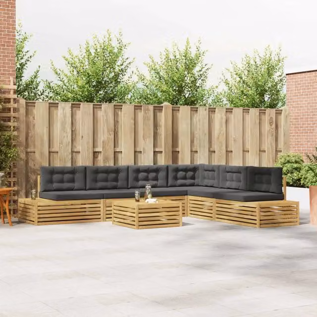 Set di 8 divani da esterno moderni vidaXL in legno di acacia e poliestere bianco – 1