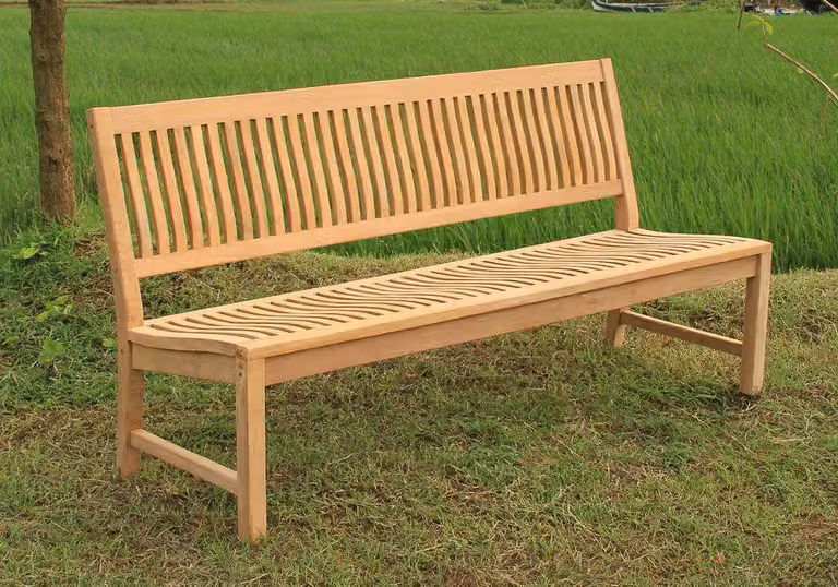 Panchina da giardino robusta KINGSBURY - Teak di prima qualità senza braccioli, 180 cm