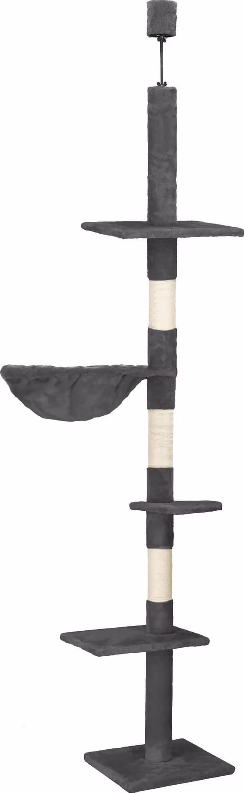 Springos® Albero tiragraffi Gatto tiragraffi Vassoio tiragraffi per gatti Altezza regolabile dal soffitto 240 cm - 265 cm
