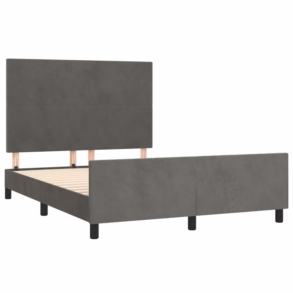 Giroletto senza Materasso Grigio Scuro 140x200 cm Velluto
