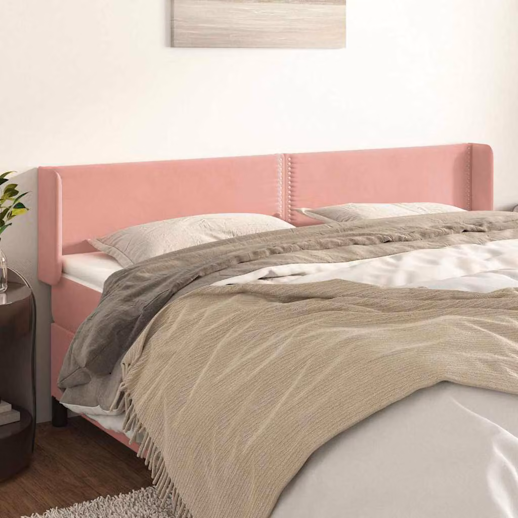 Testiera ad orecchio vidaXL in velluto rosa per camera da letto L: 183 cm, P: 16 cm, H: 78-88 cm
