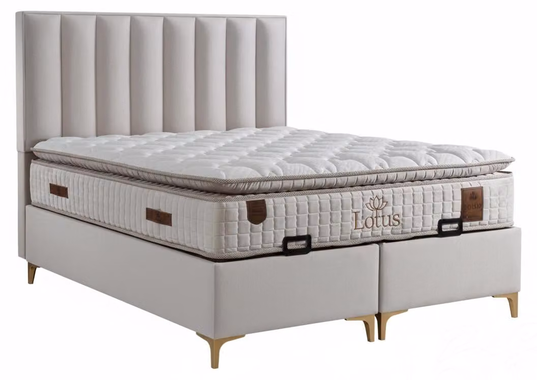Letto con materasso in stile moderno, imbottitura morbida, con contenitore