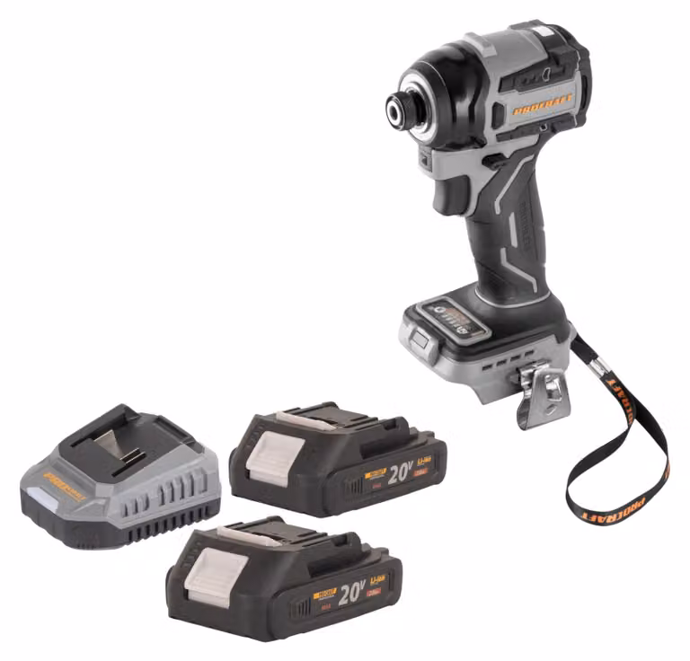 Procraft ID20Abb avvitatore a impatto a batteria 20 V 180 Nm 1/4" + 2x batteria 2,0 Ah + caricabatteria