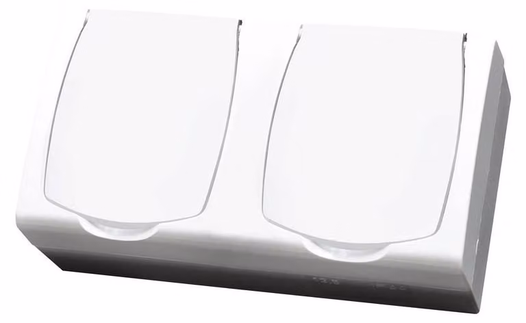 GNH-2NZ/00/W Presa doppia con messa a terra, Madera Bianco