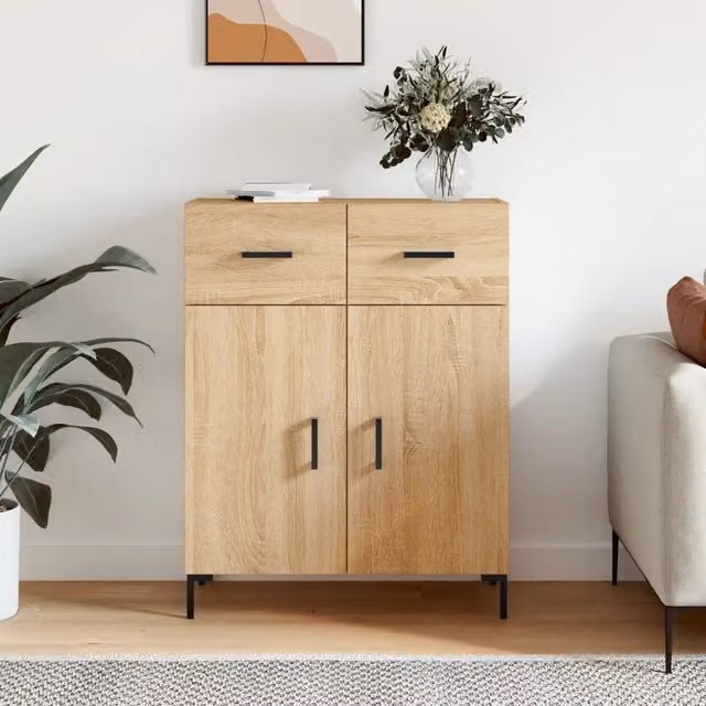 Credenza Buffet da Cucina Design Mania in Legno Rovere Opaco L: 69,5 cm, P: 34 cm, H: 90 cm