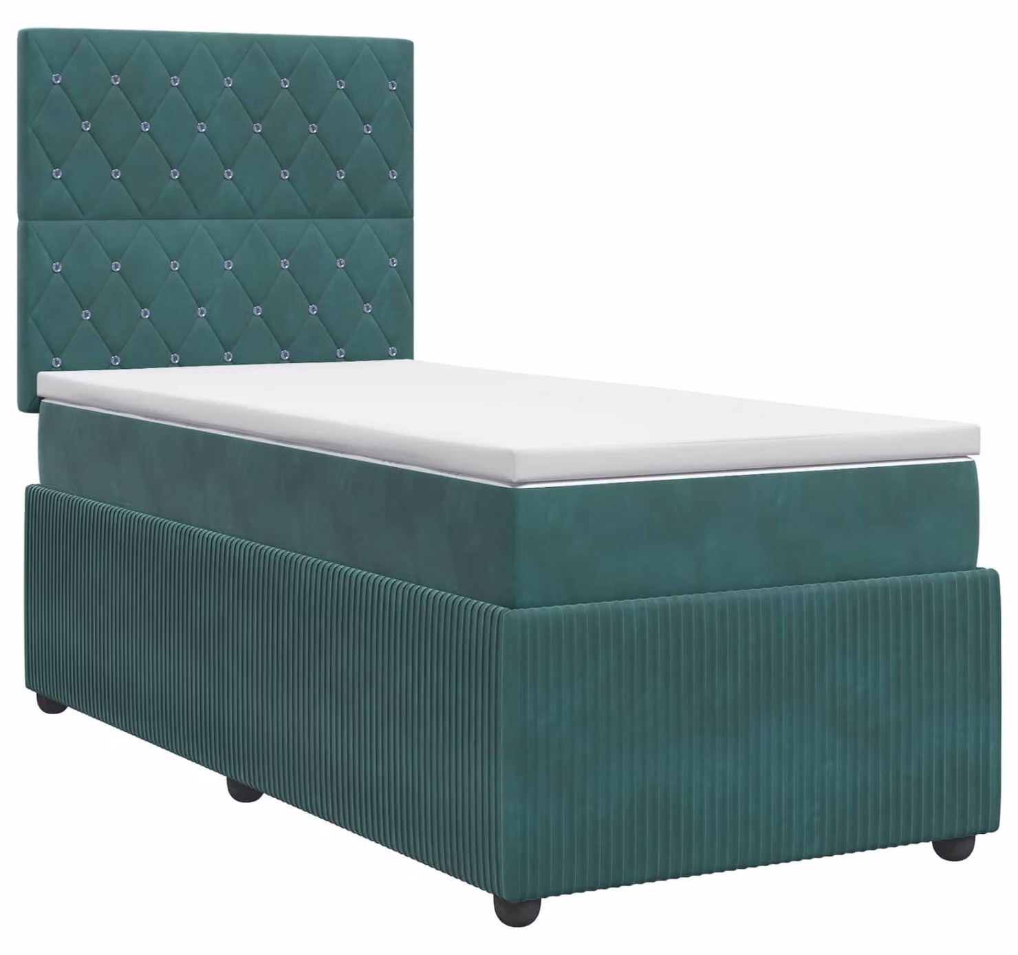 Letto a molle con materasso verde scuro 80 x 200 cm in velluto