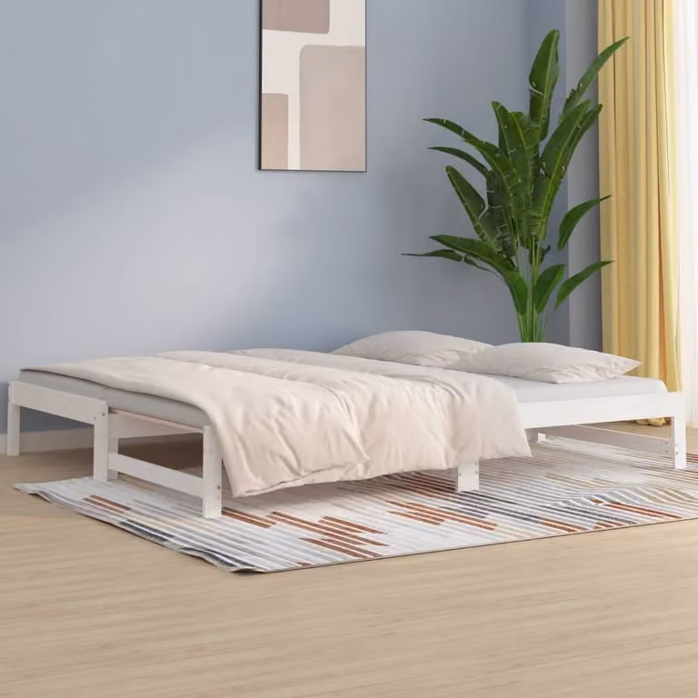 The Living Store Daybed Estensibile Bianco 2x(90x190) cm in legno di pino massiccio