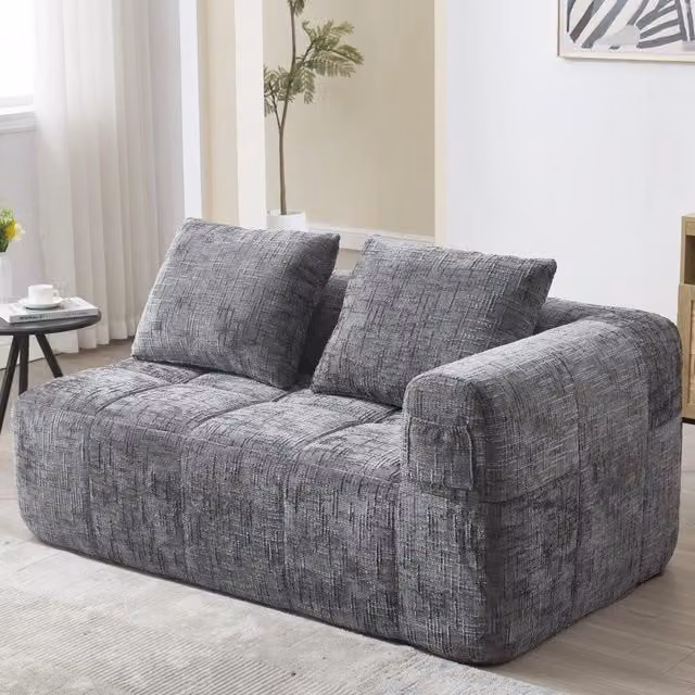 Divano comodo per 2 persone - Zephmum - Cuscino incluso tasche laterali grigio