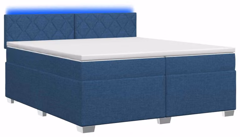 Letto con struttura a molle e materasso, illuminazione LED blu, dimensioni 200 x 200 cm