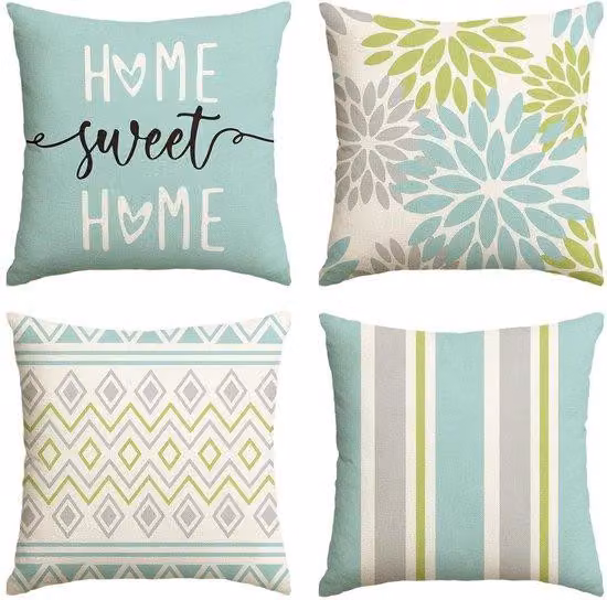 Set di 4 federe geometriche, 45 x 45 cm, federe decorative, soggiorno, decorazione per esterni
