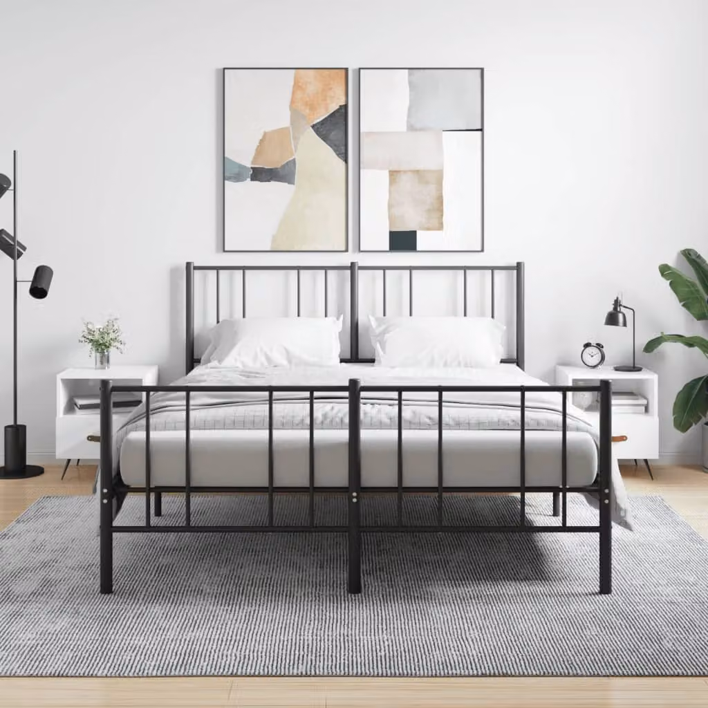Set di 2 comodini vidaXL in legno multistrato bianco lucido, L: 40 cm, P: 35 cm, H: 47,5 cm