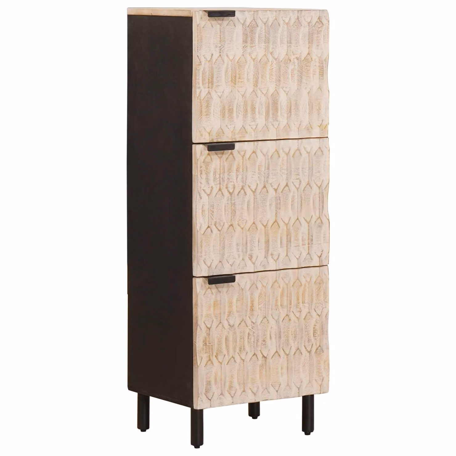 vidaXL Credenza Moderna in Legno di Mango e Metallo, Colore Bianco Lavato, L 40 cm x P 33 cm x H 110 cm
