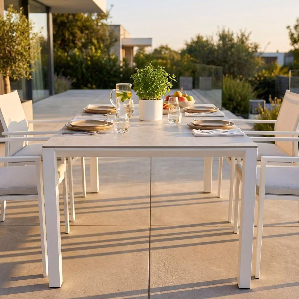 Milani Home - tavolo da giardino allungabile, alluminio, 10 posti, bianco, piano 180 x 240 cm