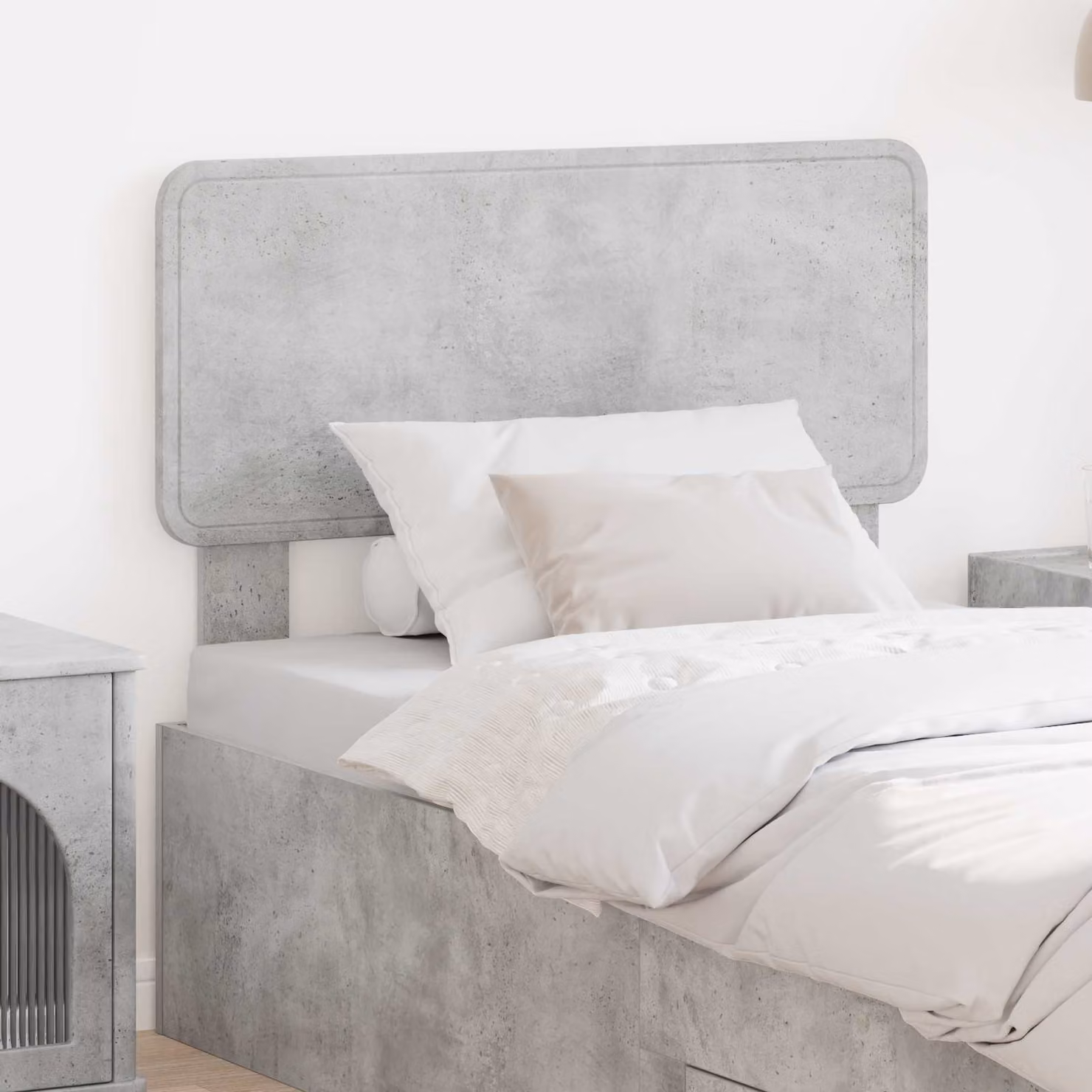 Testiera per letto vidaXL in legno ingegnerizzato, stile minimalista, colore grigio cemento opaco
