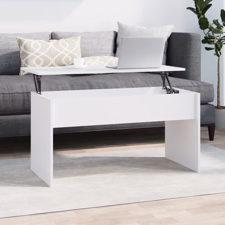 Maison Exclusive - Tavolino da salotto bianco 102x50,5x52,5 cm in materiale derivato dal legno
