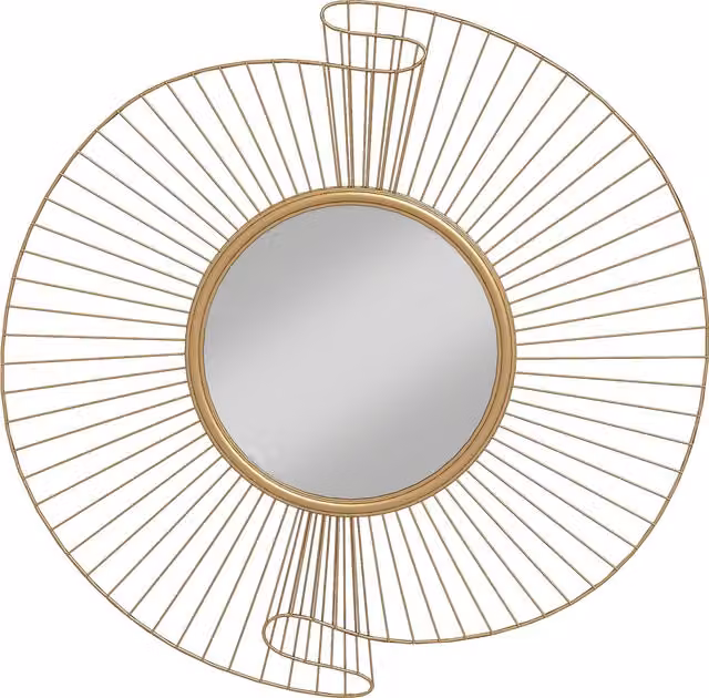 Specchio da parete rotondo HOMCOM con design plissettato e strisce in metallo, Oro, L: 60 cm, H: 60 cm