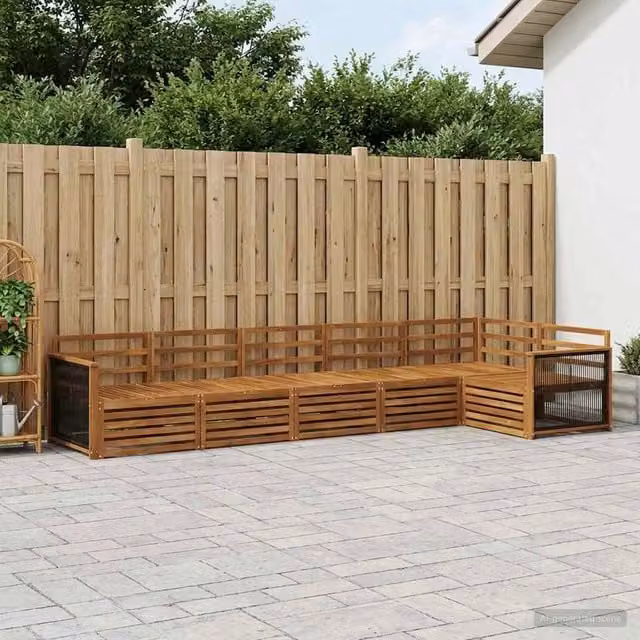 Set di divani da esterno 6 pz Naturale Legno di Acacia Massello 3383412