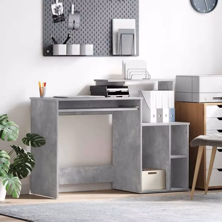 Scrivania moderna vidaXL in MDF laminato grigia L: 120,5 cm, P: 44 cm, H: 88,5 cm