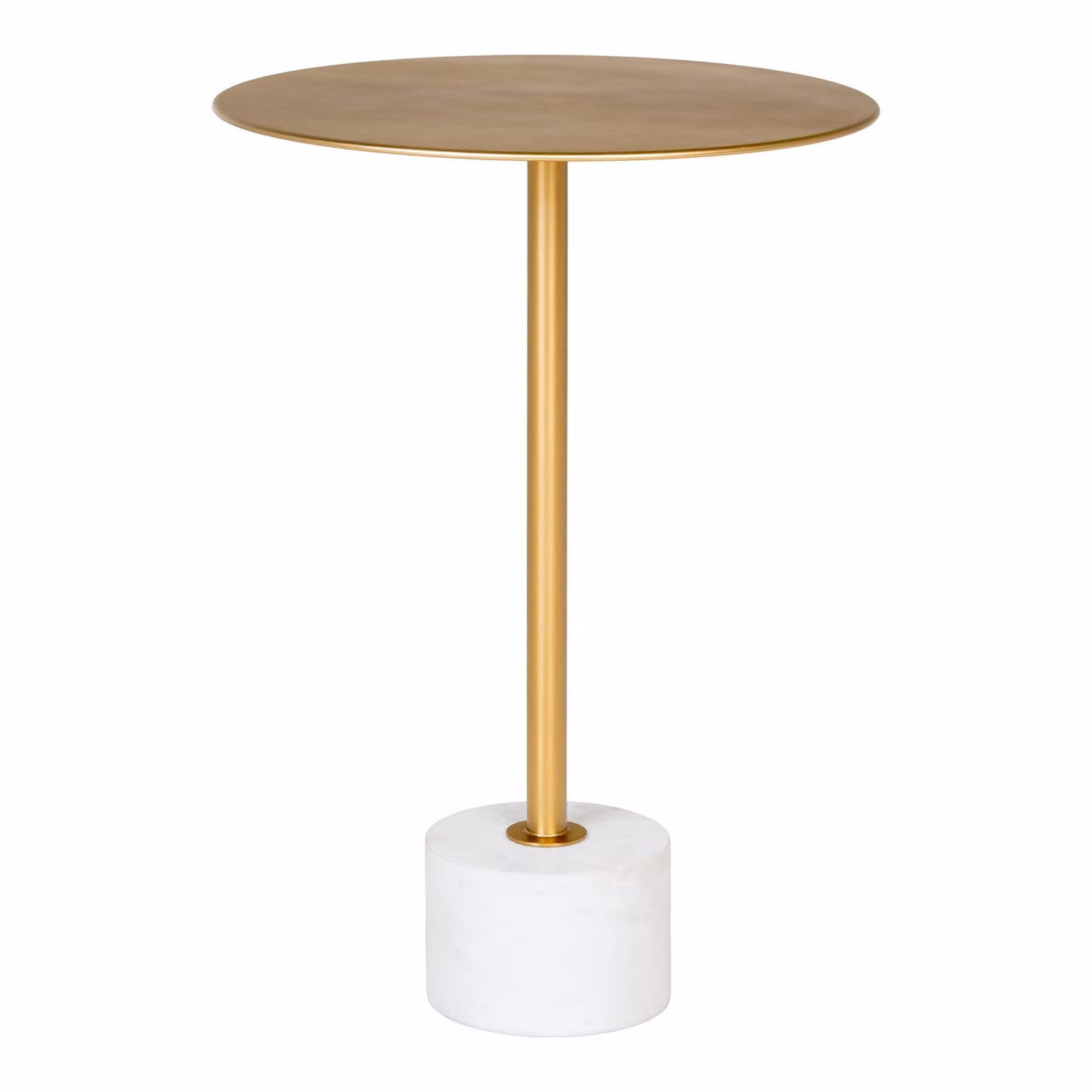 Tavolino Lecco, tavolo angolare Ø41cm marmo ottone, marmo.