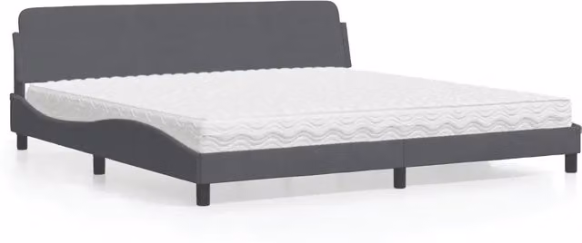 Letto con Materasso Dover vidaXL in Velluto Grigio e Bianco L/P/H: 200 x 200 x 74,5 cm – 1