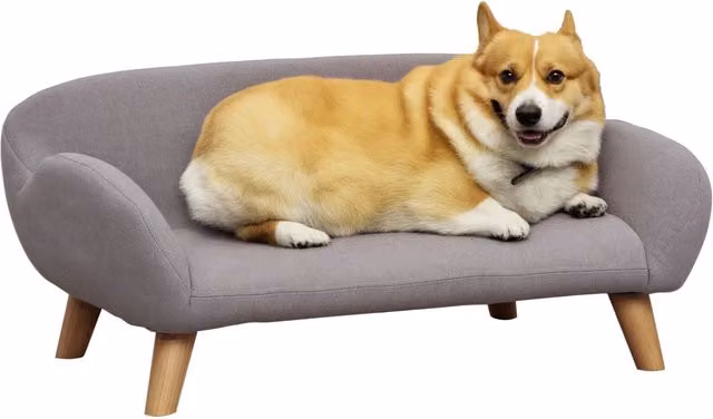 Divanetto per cani e gatti 72 x 44 x 31 cm imbottito 6 cm seduta ergonomica scandinava in tessuto poliestere grigio chiaro 21_0007351