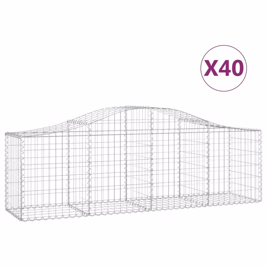 Set di 40 Cesti Gabbioni ad Arco vidaXL in Acciaio Zincato Grigio L: 200 cm, P: 50 cm, H: 60-80 cm – 2