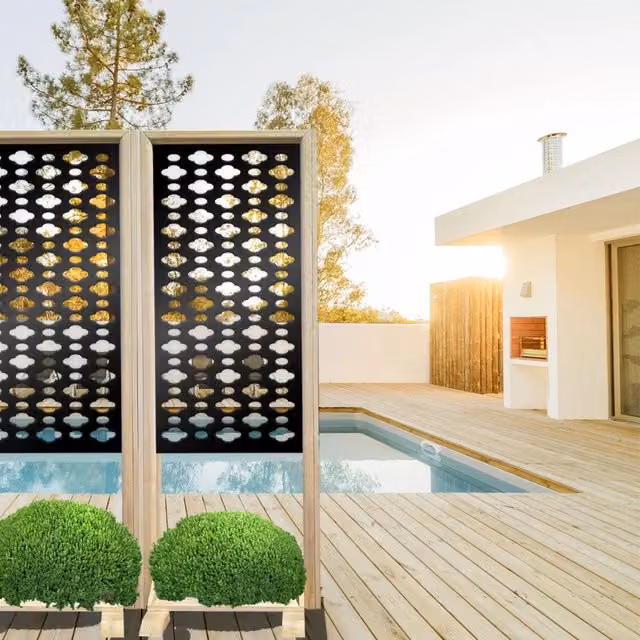 Signorbit Separè CLOUDS Paravento modulabile in Legno e PVC Nero H 190 x L 70 x P 50 cm