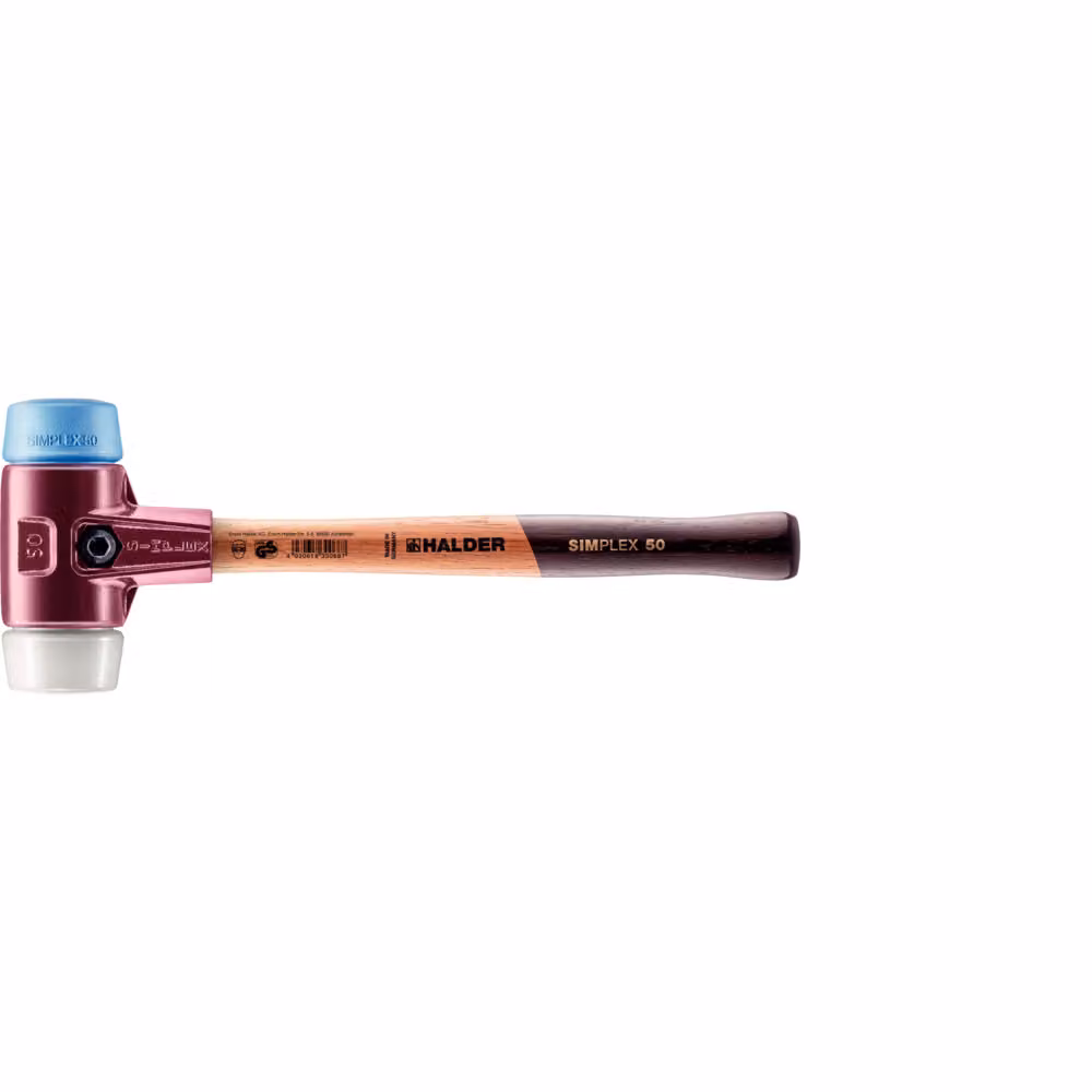 Mazza SIMPLEX soft-face con alloggiamento TE e manico in legno, Ø 50, superplastica / TPE-soft