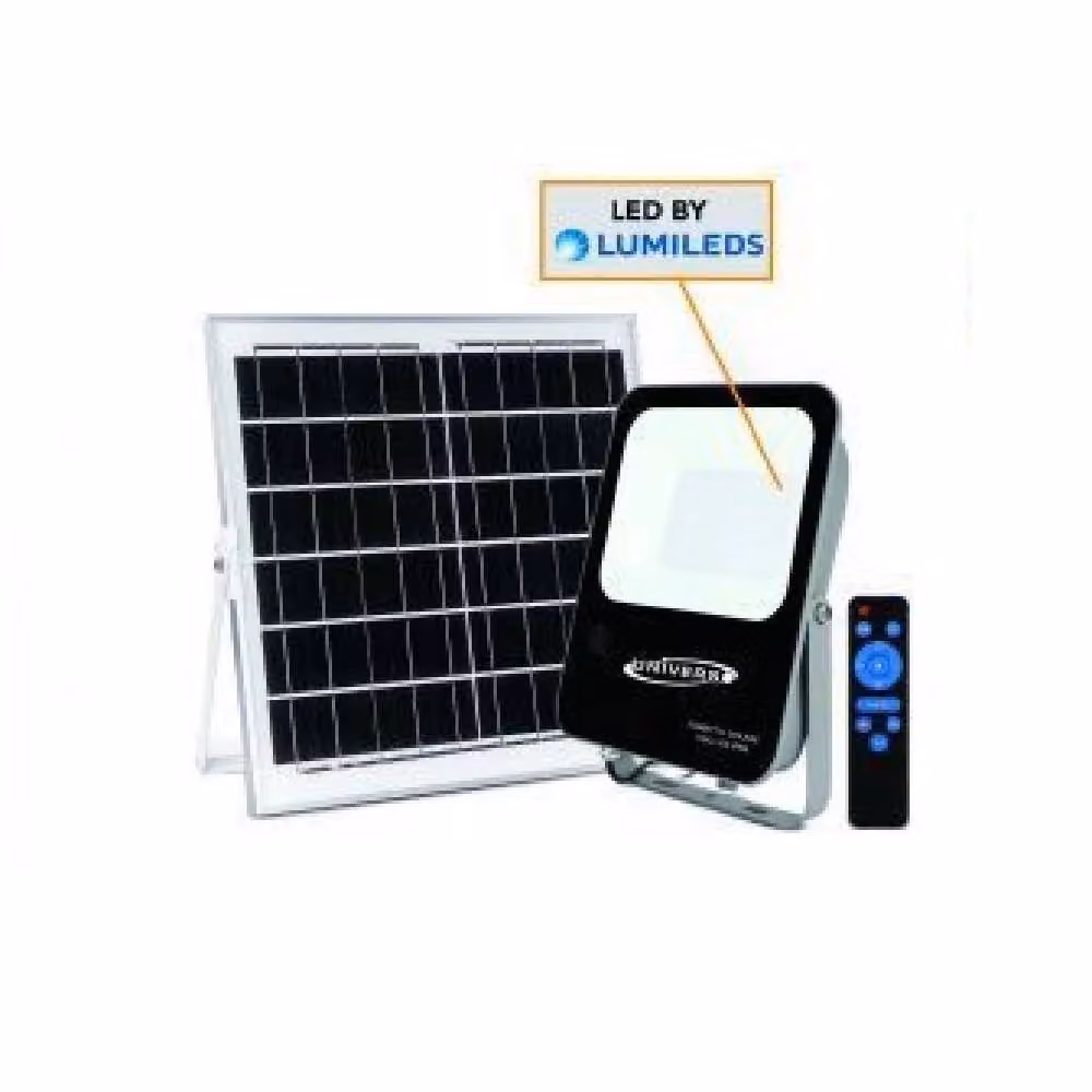 Faretto Faro Led Solare Trade Shop da 100 Watt con Telecomando, Luce Fredda 6500K, Impermeabile IP65 – 2