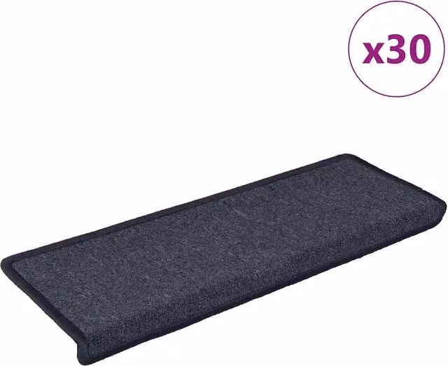 Set di 30 tappetini per scale antiscivolo DESIGN IN in polipropilene, grigio scuro e blu, L: 65 cm, P: 21 cm, H: 3,5 cm – 1