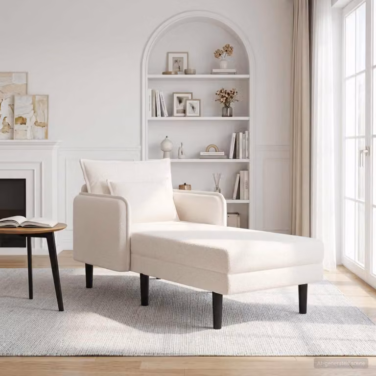 vidaXL Chaise longue oversize moderna in tessuto bouclé beige con cuscini inclusi L: 173 cm, P: 84 cm, H: 86 cm