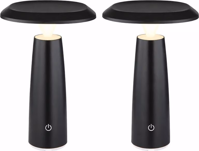 Lampada da tavolo LED, con dimmer touch, alimentata a batteria, colore nero, altezza 20 cm