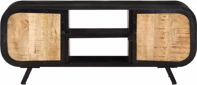Mobile Porta TV Industrial vidaXL in Legno di Mango e Metallo, Marrone, L 110 x P 30 x H 45 cm