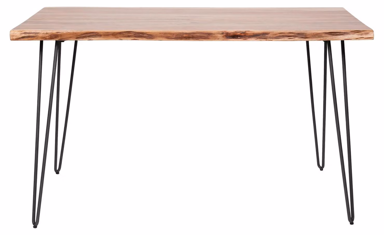 Tavolo da pranzo FURNLUX con bordo in acacia e nero 130 cm / Colore principale: marrone / Dimensioni: 130 x 77 x 70 cm