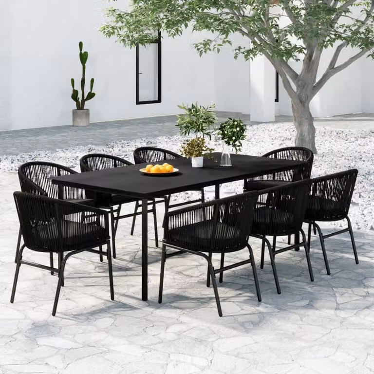 Maison Exclusive - Set da pranzo da giardino 9 pezzi nero