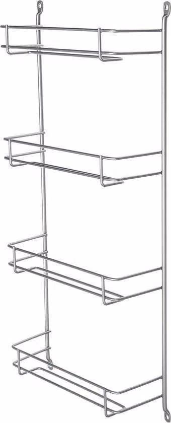 Scaffale portaspezie argentato da appendere per l'organizzazione della cucina