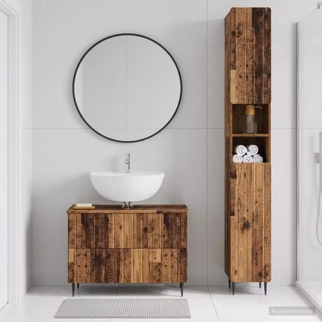 Set di Armadi da Bagno da 2 Pezzi ZWOLLE Legno antico 3417520