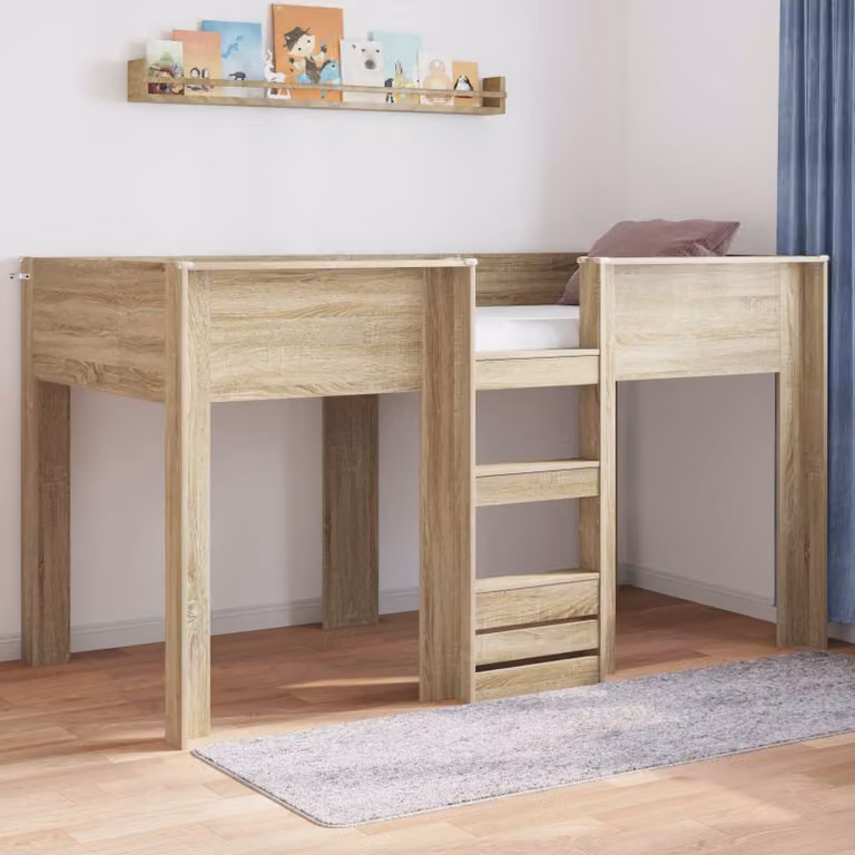 Letto a Castello per Bambini vidaXL in Legno Rovere, L 100 x P 200 x H 203 cm