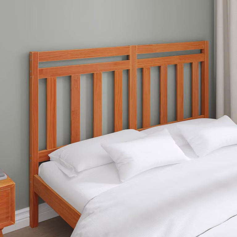 Testiera per letto vidaXL in legno di pino massiccio, marrone cerato, L: 155,5 cm x H: 100 cm