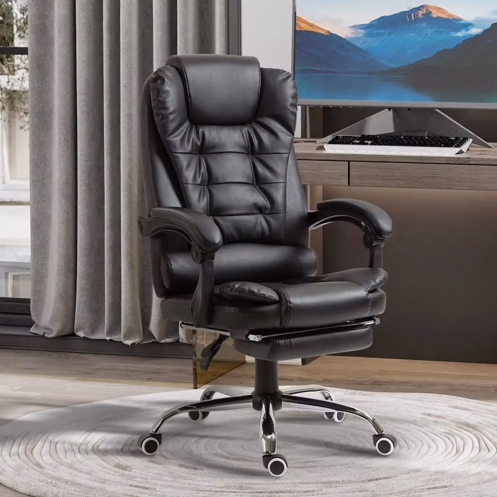 Sedia Poltrona da Ufficio Presidenziale Executive Chesterfield GIORDANOSHOP in Similpelle Nero L: 64,5 cm, P: 69 cm, H: 109-117 cm – 2