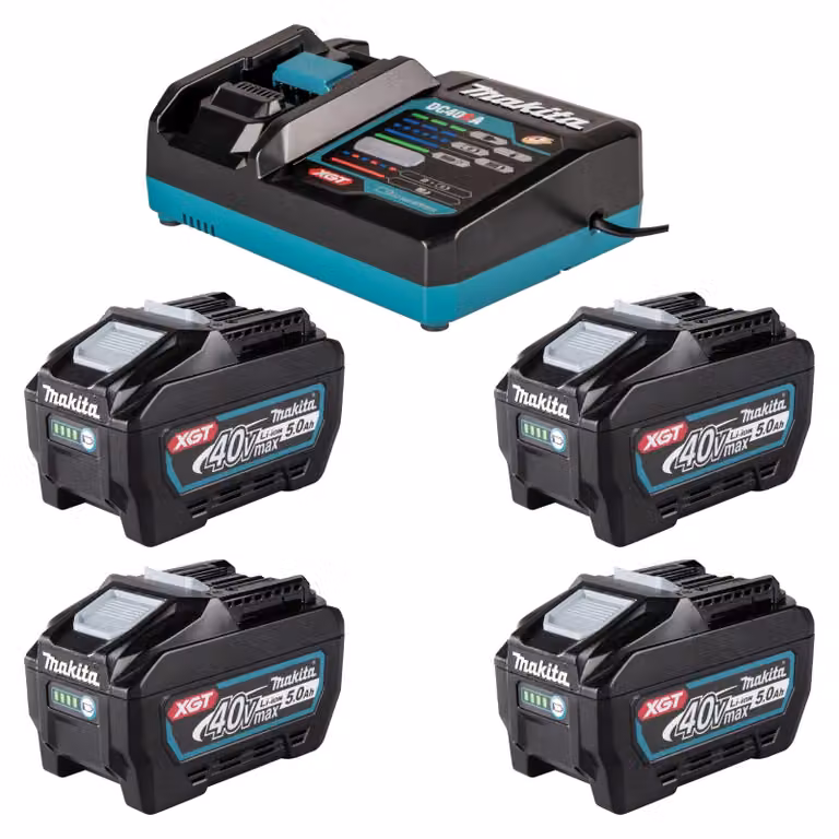 Kit di alimentazione Makita 4x batteria BL 4050 F 40 V max. 5,0 Ah XGT + caricabatterie DC 40 RA