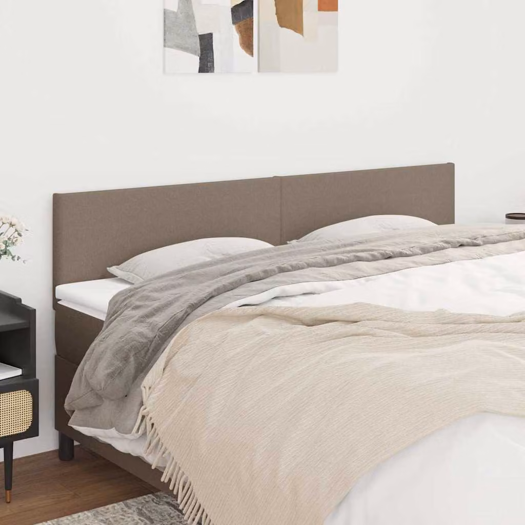 Testiera per letto vidaXL in tessuto color tortora, L: 200 cm, P: 5 cm, H: 78-88 cm