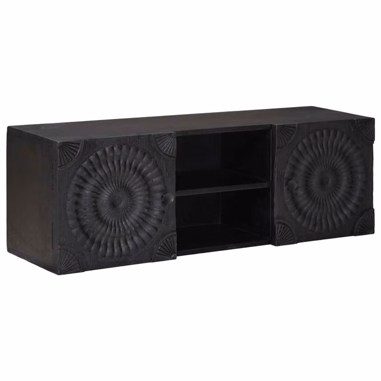 Mobile TV vidaXL Nero con legno di mango, design moderno per il tuo soggiorno, L 105 cm x P 30 cm x H 35 cm